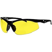 +1.0 Diopter Bifocal Safety Glasses: Yellow Lenses