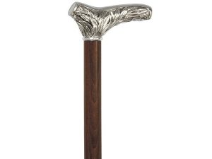 Italian "Acanthus" Silver Plated Handle on Black Beechwood Shaft Walking Cane