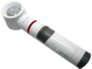 6X / 23D Eschenbach Incandescent Lighted Hand Held, Stand Magnifier - 2.2 Inch Lens