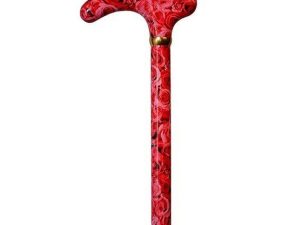 Pink Rose Print Cane with Fritz Handle