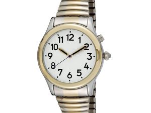 Men's Two Tone Talking Watch White Face - Choice of Voices Male & Female - English