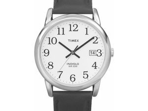 Timex Indiglo Watch with Date Chrome with Leather Band