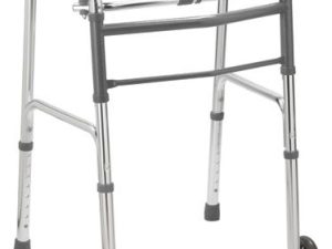 Adult One-Button Folding Walker with 5" Wheels – Lightweight Aluminum Mobility Walker