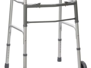 Adult Two-Button Adjustable Folding Walker with 5″ Wheels – Lightweight Mobility Support