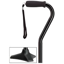 Aluminum Offset Cane – Black-Able Tripod Base, Adjustable 30"–39"