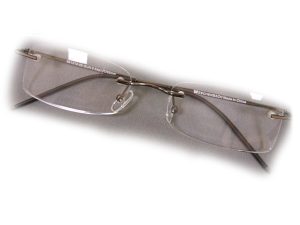 '+1 Diopter Eschenbach Rimless Reading Glasses - Gun Metal Rectangle
