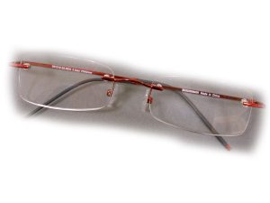 '+1 Diopter Eschenbach Rimless Reading Glasses - Red Rectangle