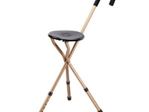 Adjustable Seat Cane with Tri-Leg Seat Portable Walking Cane with Built-In Seat