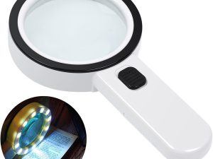 30X LED Lighted Handheld Magnifier Extra Large Lens