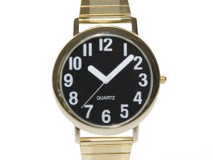 Unisex Low Vision Watch Gold Tone Black Face