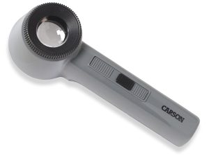 Carson 10X Lighted Hand Held, Stand Magnifier - 1.2 Inch Lens