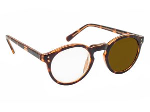 2.5X / +10 Diopter Magnifying Reading Glasses: Right Eye Magnified - Tortoise Frame