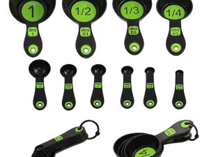 Set of 10 Piece Measuring Spoons and Measuring Cups (Black & Green)