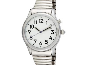 Ladies Silver Tone Talking Watch White Face - Choice of Voices Male & Female - English