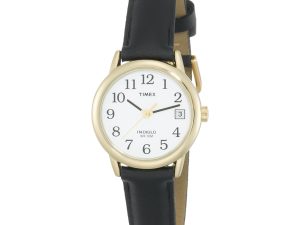 Timex Women's Indiglo Watch Gold with Date, Leather Band