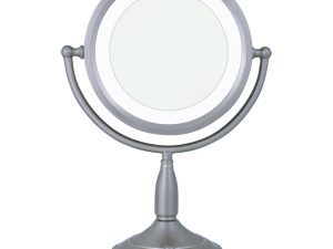Zadro 8X / 1X Satin Nickel Lighted Round Vanity Mirror