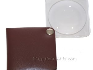 3.5X Eschenbach Leather Folding Square Pocket Magnifier - 60 mm Maroon