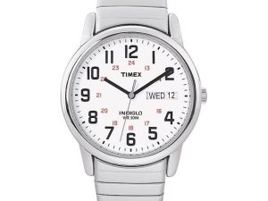 Timex Man's Easy Reader Silver Tone Watch with Date, Indiglo Light