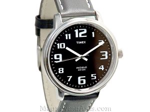 Timex Big Easy Indiglo Watch with Date - Black Leather Band