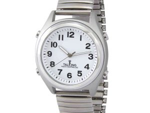 Men's Atomic Talking Watch - White Face with Black Numbers