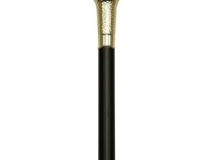 Straight Formal Cane with Gold Tone Cap Black Hardwood Shaft Elegant Walking Cane